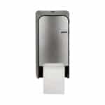 Toilettenpapierspender de luxe silver-schwarz Frontal - clomo Waschraumhygiene