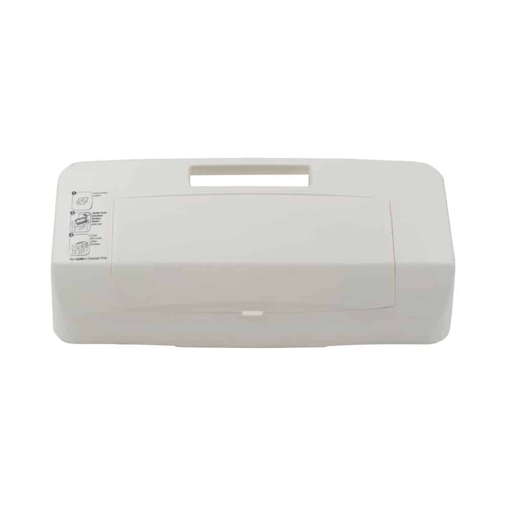 Hygienebehälter Slim Line Sensor Deckel geschlossen weiß Frontal - clomo Waschraumhygiene