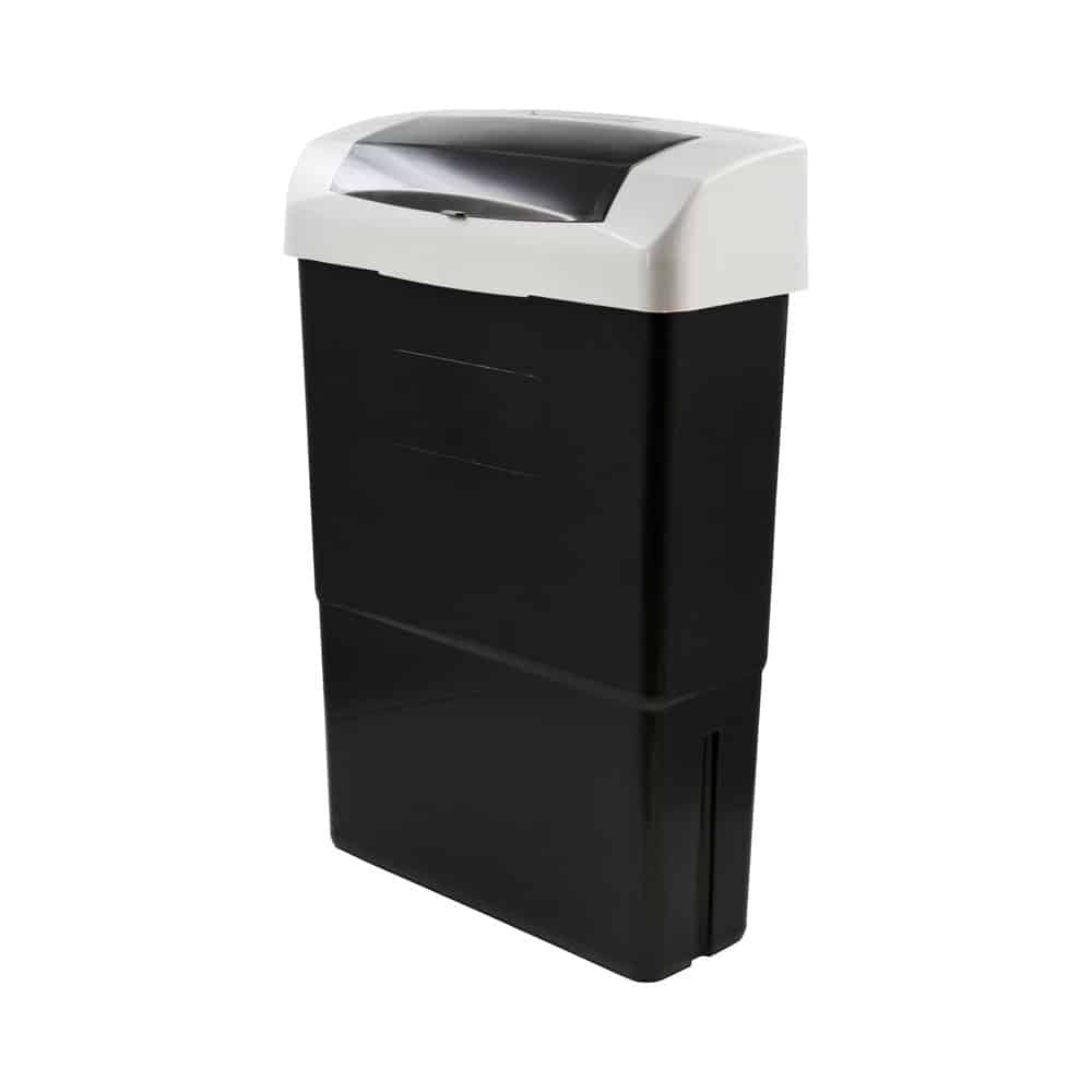 Hygienebehälter Slim Line Sensor schwarz links - clomo Waschraumhygiene